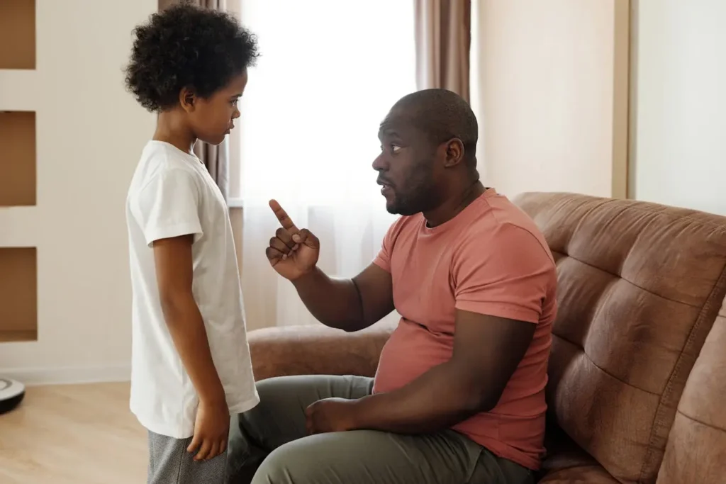 Father teaching his kid the conflict resolution skills