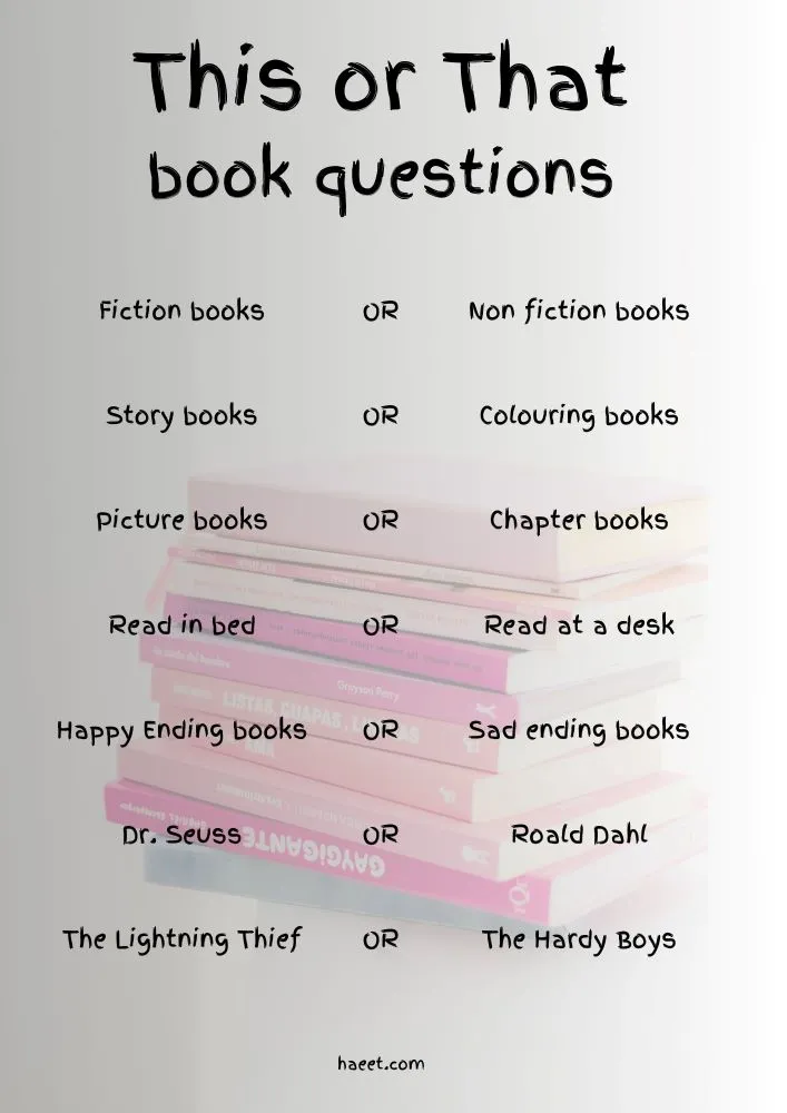 A list for giving choices to kids related to different interesting books that kids love 